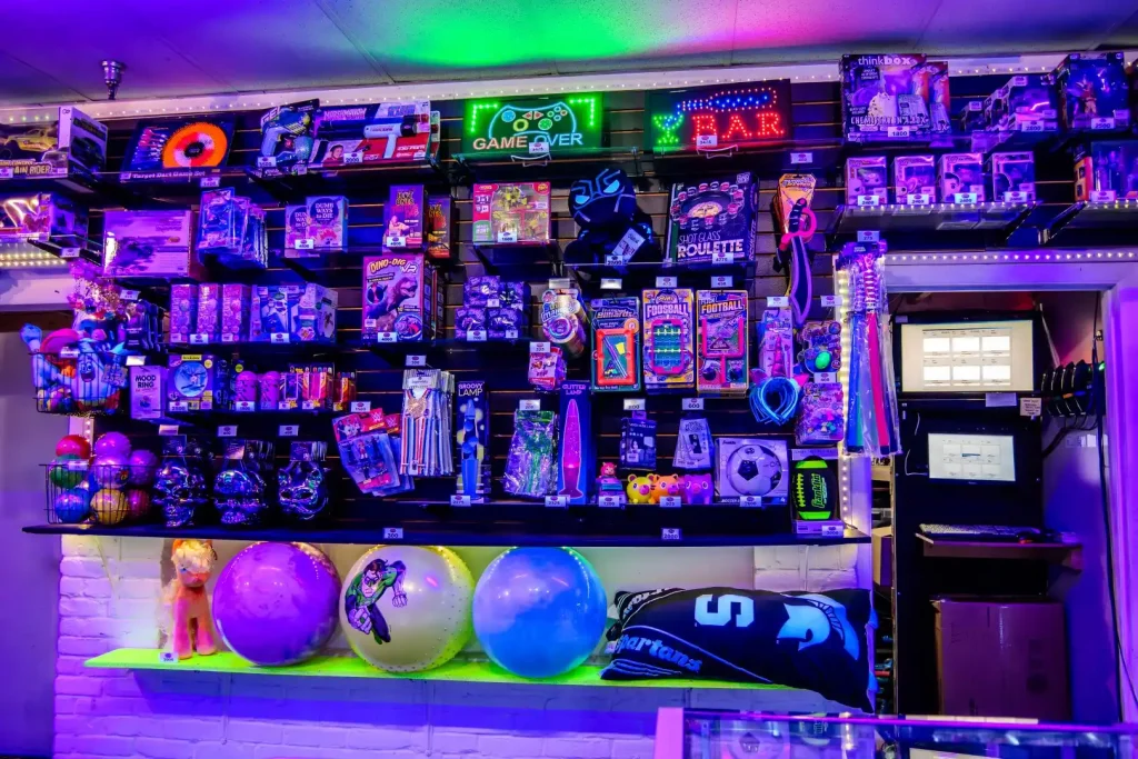 prize wall at our arcade